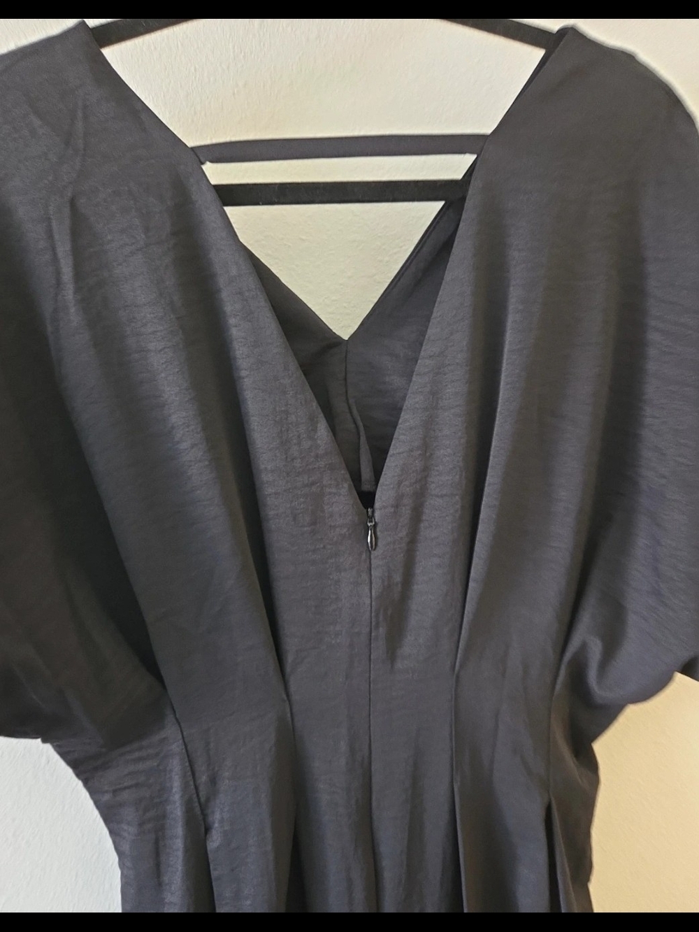 Women's Black V-Neck Maxi Dress with Flutter Sleeves - Picture 4 of 5